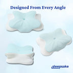 Showcasing the Sleepsake Butterfly pillow in three different orientations