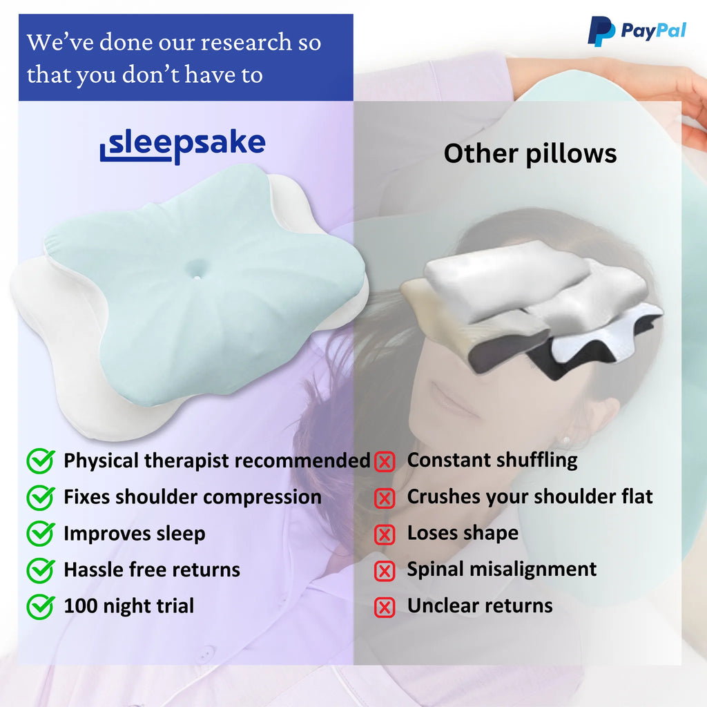 Sleepsake Butterfly Pillow vs other pillows: physical therapist recommended, fixes shoulder compression; others crush your shoulder, lose shape